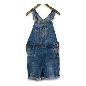 ASOS Monki Womens Sz S Denim Overall Carpenter Shorts  - Raw Hem Acid Wash Jeans